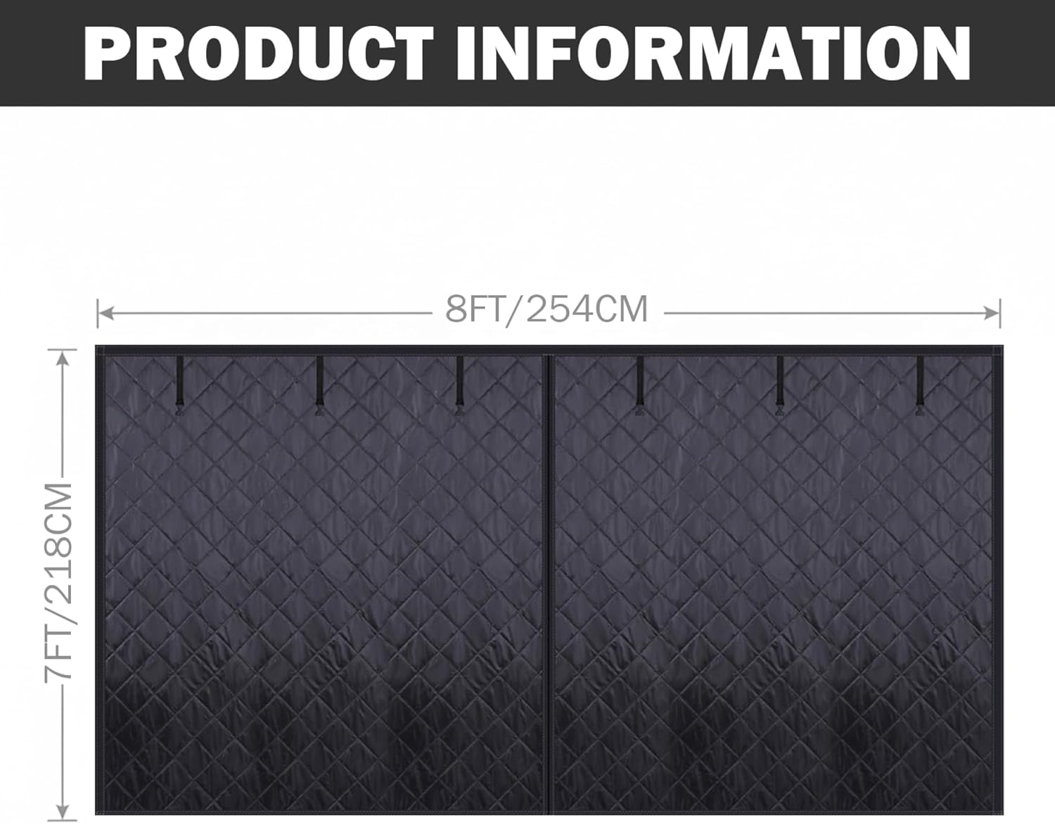 Garage Door Insulation Panels Garage Door Insulation, 8x7ft Insulated Cotton Screen Curtain Waterproof Windproof Soundproof for Winter, Black