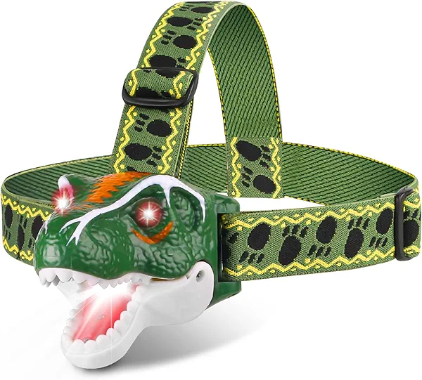 TIGTECGAME LED Kids Headlamp Battery Powered Flashlight T Rex Dinosaur Toy Stocking Stuffers Outdoor Headlight Gift for Boys Girls Toddlers 3 4 5 6 7 8+ Years Old Easter Halloween Christamas