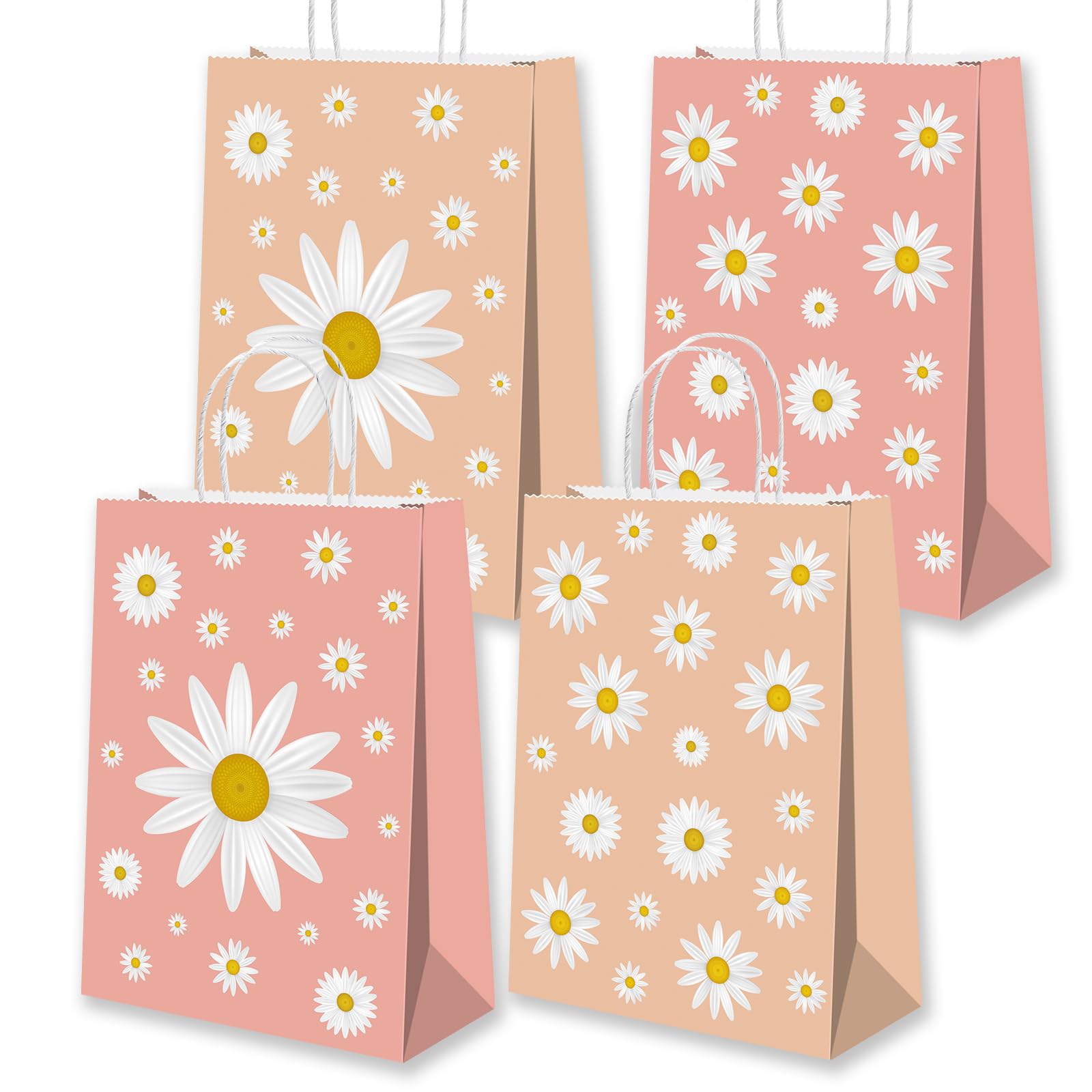BQK 16Pcs Daisy Gift Bags with Handle Daisy Birthday Party Decorations Daisy Goodie Bags Daisy Party Decorations Daisy Party Favors