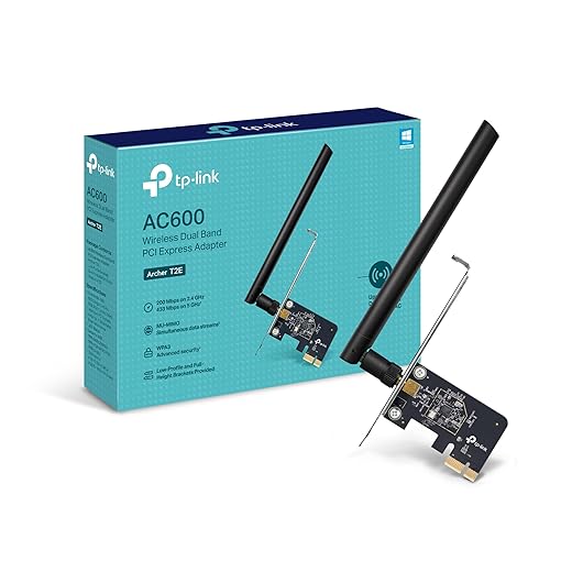 TP-Link PCIe WiFi Card AC600 for Desktop PC, Dual Band Wireless Internal Network Card(Archer T2E) High-Gain Antenna, MU-MIMO, WPA3, Low Profile, Supports Windows 10/11