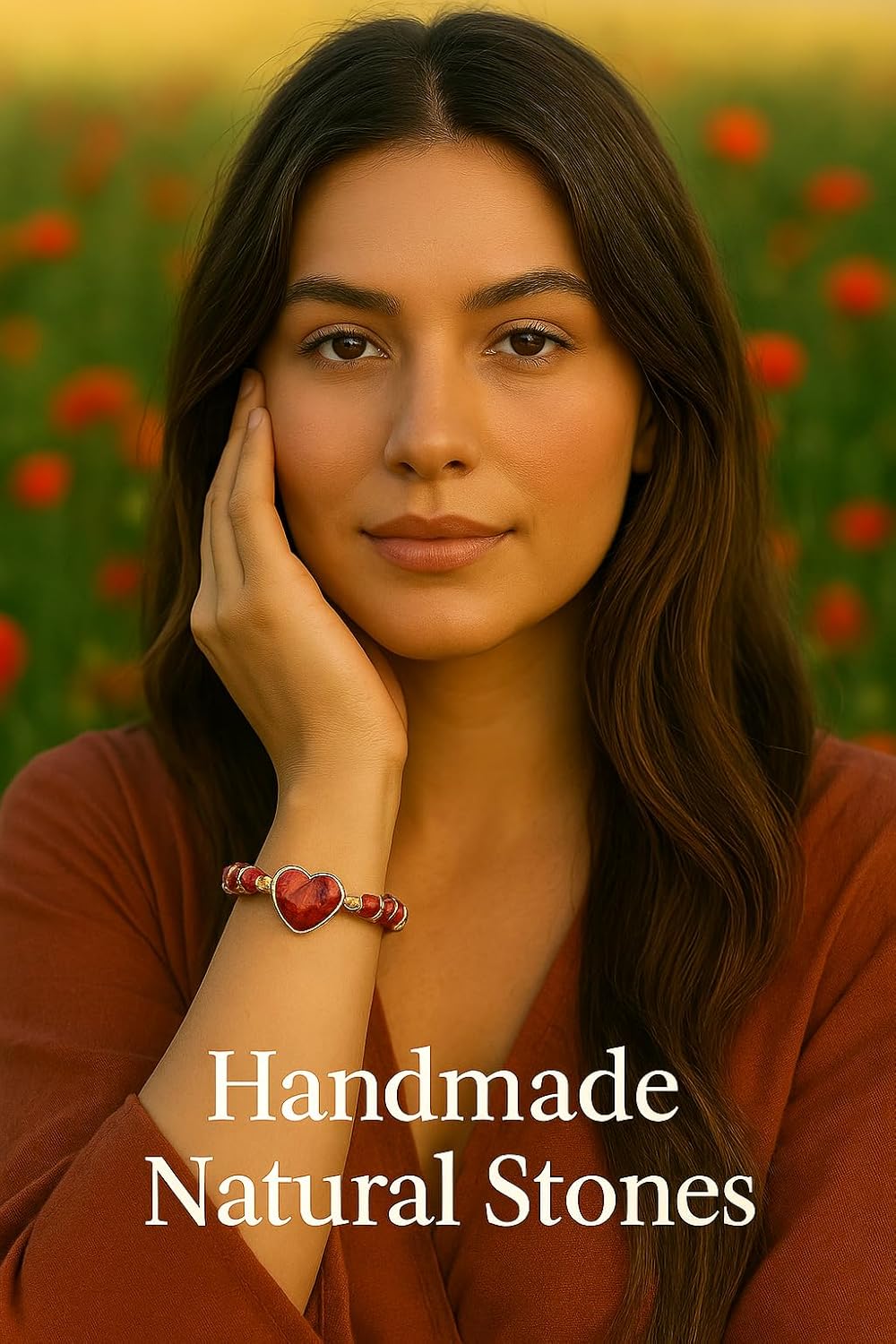 Seven-Chakra Healing Natural Red Heart Gemstone Bracelet - Meditation Energy Spiritual Protection - Mental Health Balance 1-Strands Leather Wrap 1 Piece of Handmade with Premium Gift Box - Image 3