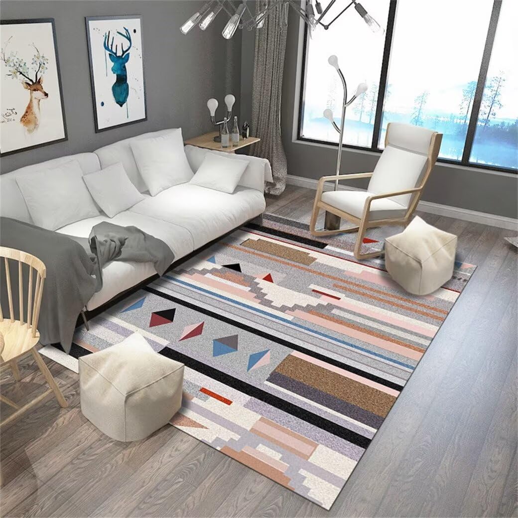 Tapis lavable à motif géométrique moderne 180x230cm intérieur extérieur