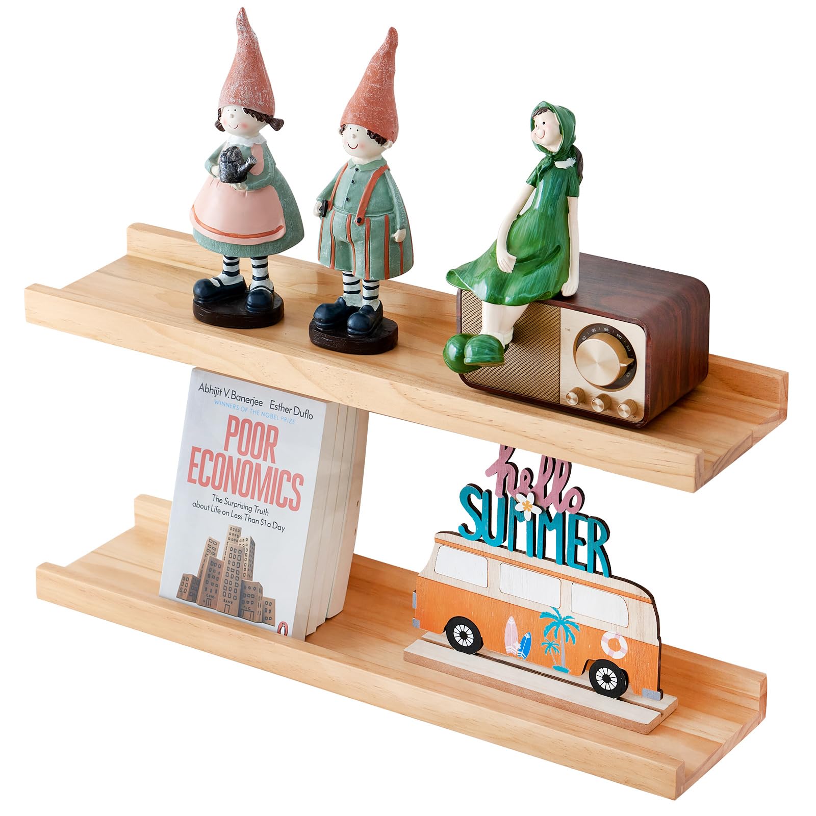 Étagères flottantes bois massif lot de 2 pour organiser le salon