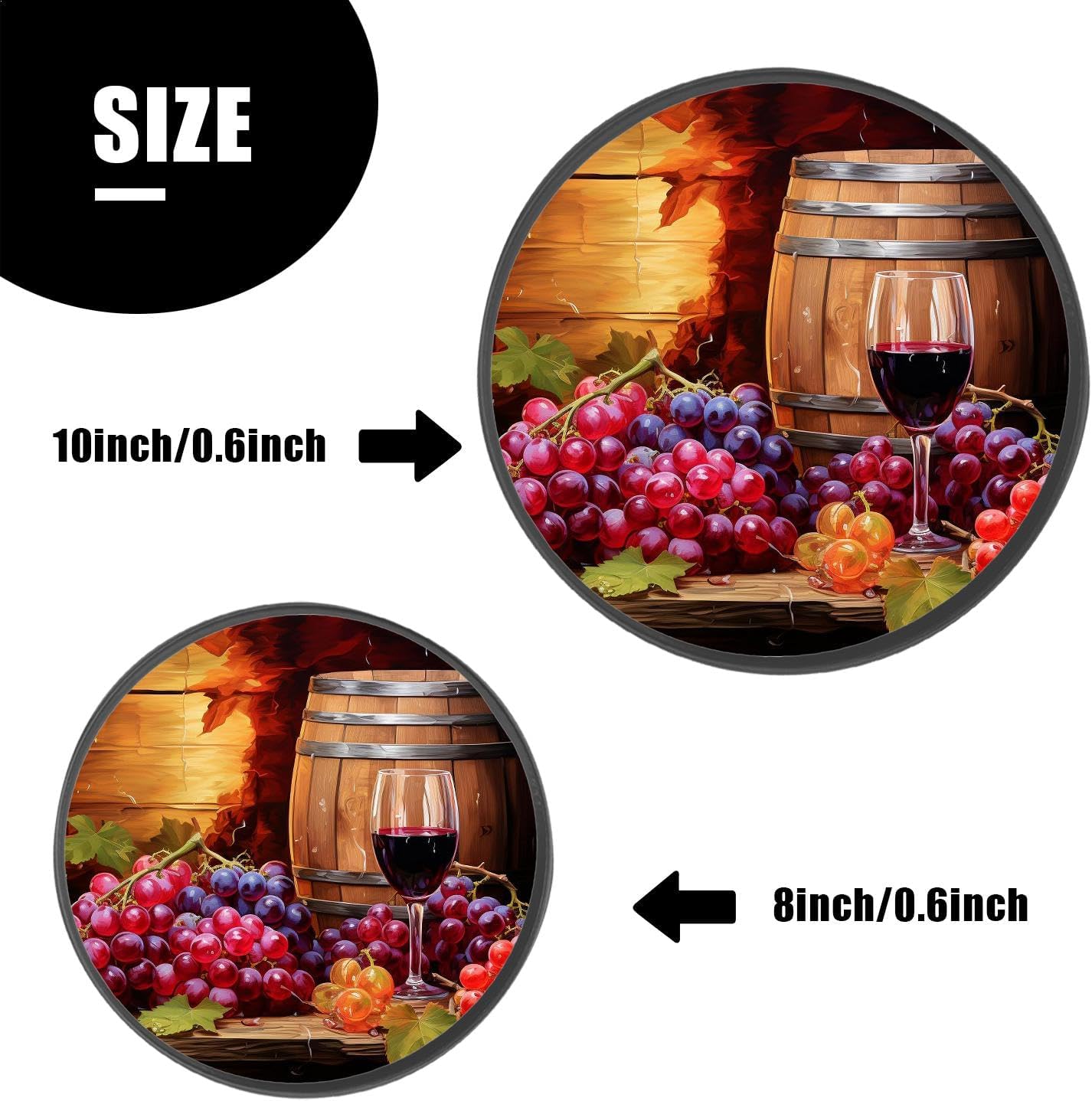 Wine Grapes Oak Casks Multicolor Set of 4 Stove Burner Covers - Premium Round Electric Stove Range Protectors,8 IN & 10 IN