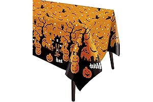 2pc Halloween Tablecloth, Pumpkin Castle Bat Witch Plastic Table Cloth