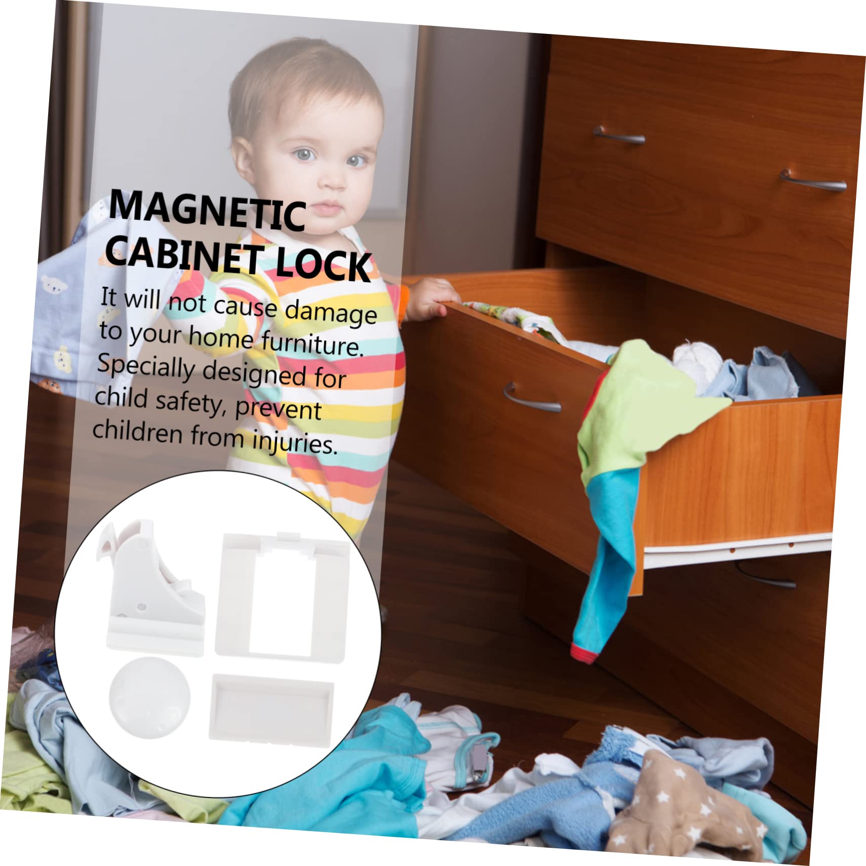 BESTonZON 10 Piezas bloqueo para niños cerradura iman door lock cerradura magnética invisible cerraduras magnéticas de seguridad para armarios cerradura del cajón cerradura de cajón adhesiva
