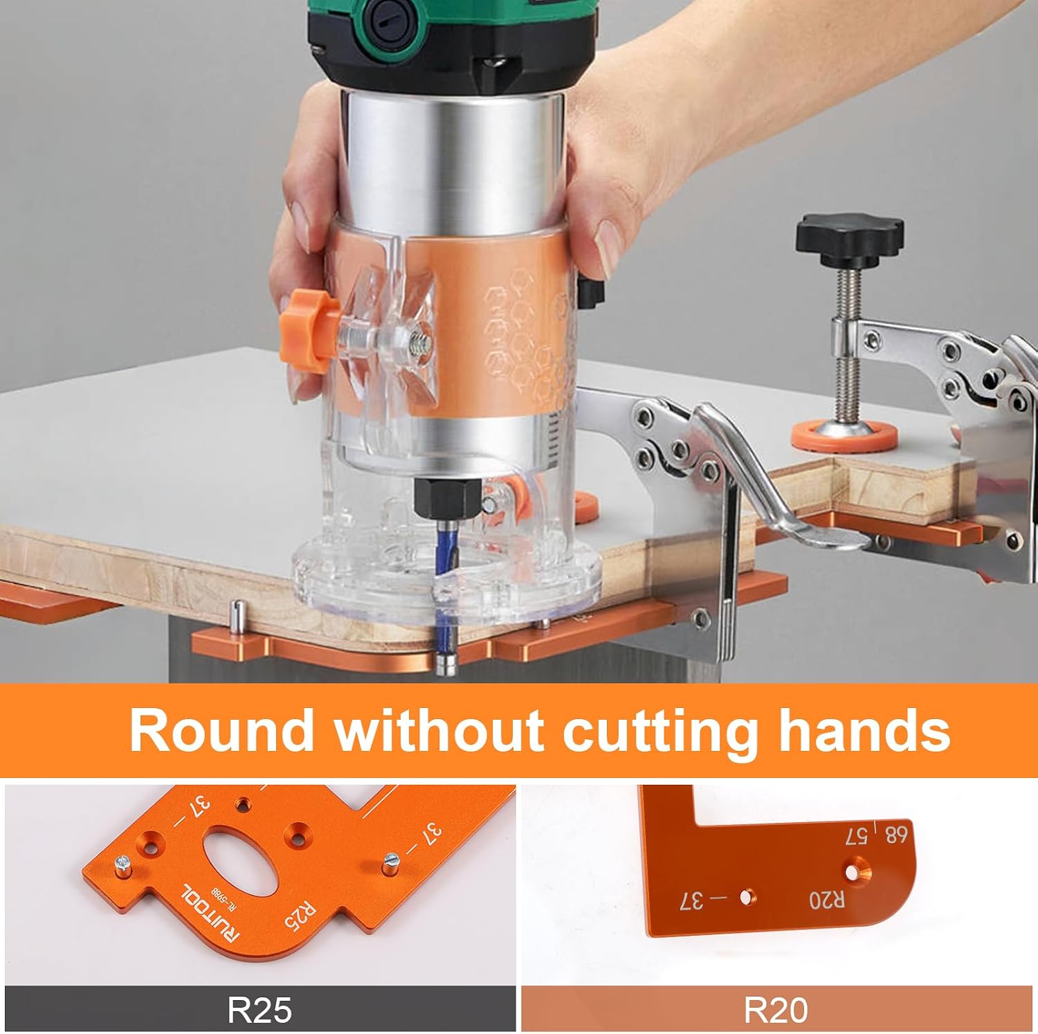 Arc Grooving Auxiliary Tool Aluminum Alloy Woodworking Arc Grooving Wood Grooving Guide Precise Arc Slotting Multifunctional Round Corner Grooving Template R20/R25 for Furniture
