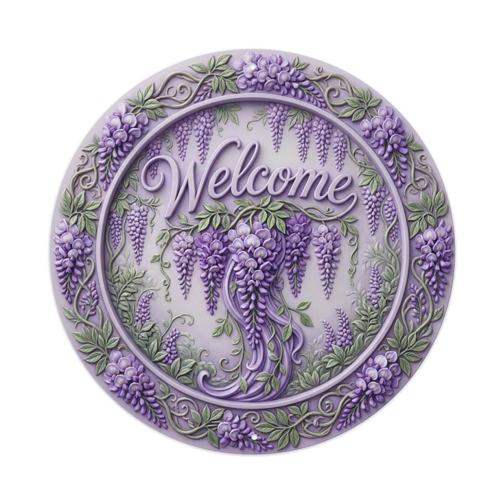 Tgrcjimh Style Metal Tin Sign Wisteria Cascade Welcome Hanging Beauty