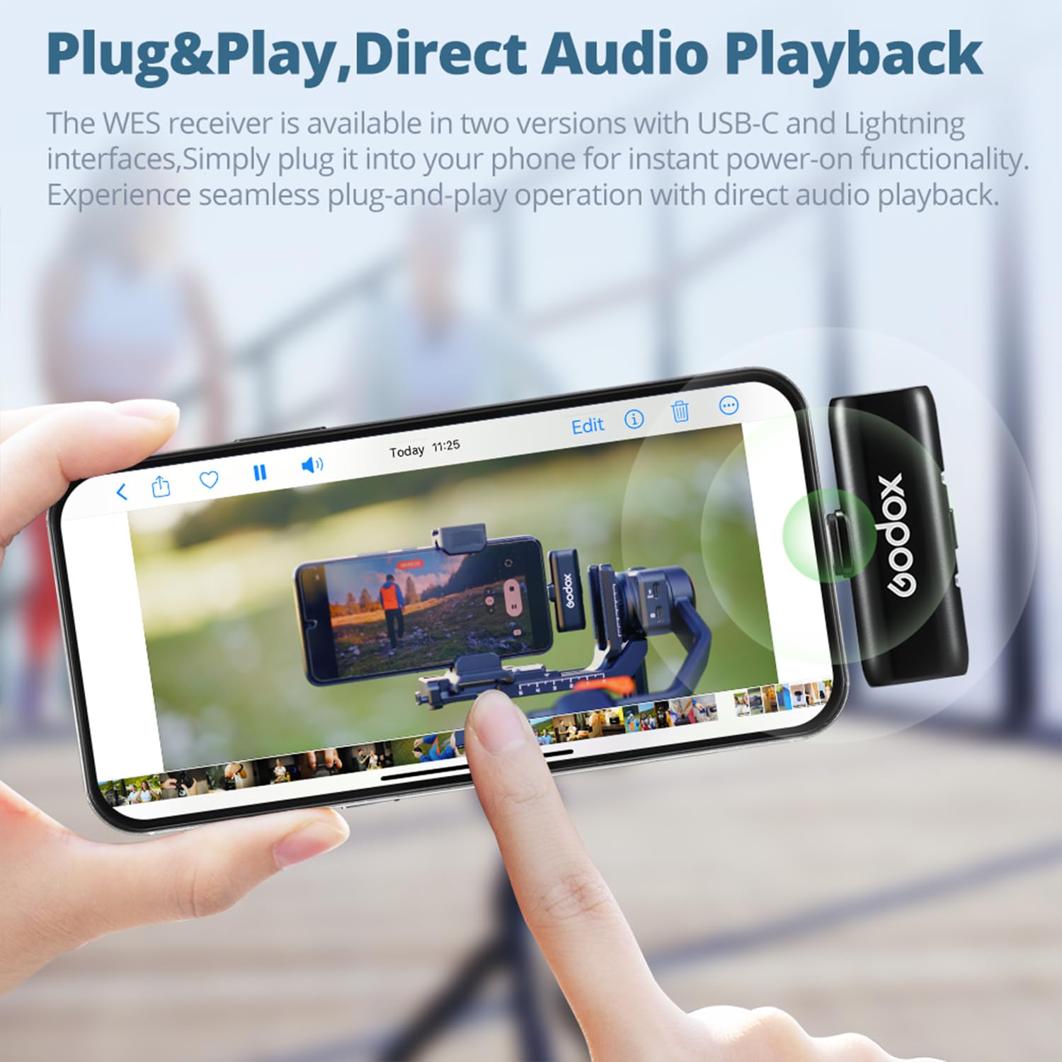 GODOX WES1 KIT2 – Drahtloses Lavalier-Mikrofon für iPhone, MFi-Zertifiziert, ENC-Rauschunterdrückung, professionelle Aufnahme mit 48 kHz/16 Bit, Reichweite 200 m, für YouTube/Interviews (WES1 KIT2)
