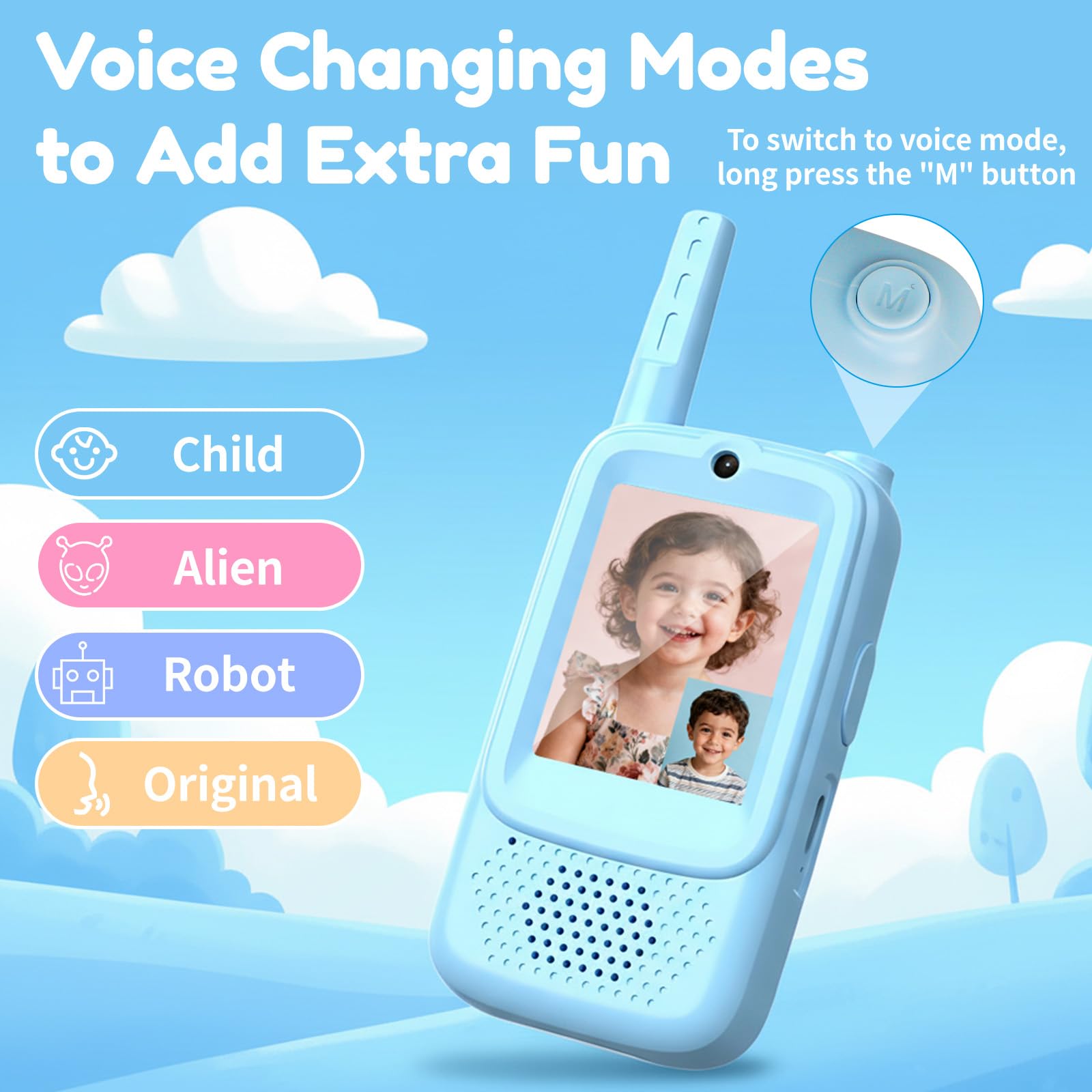 Video Walkie Talkies for Kids 2 Pack Rechargeable Video Intercom Walkie Talkie Toys Gifts with Voice Changer for 3 4 5 6 7 8 9 Years Old Boys and Girls - Image 4
