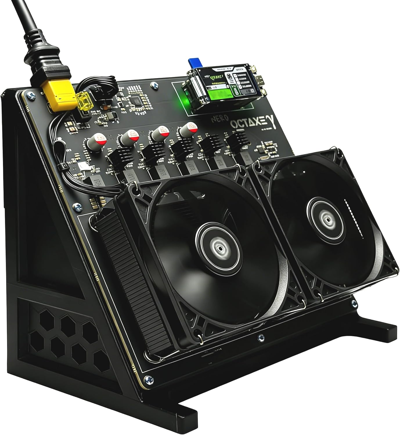 Bitcoin Home Miner Nerdqaxe++15TH/s 260W with Four Fans and Eight BM1370 ASIC Chips Dual-Fan Plug-and-Play 2.4G WiFi and Quiet for Crypto Machine Bitcoin Miner for Beginners