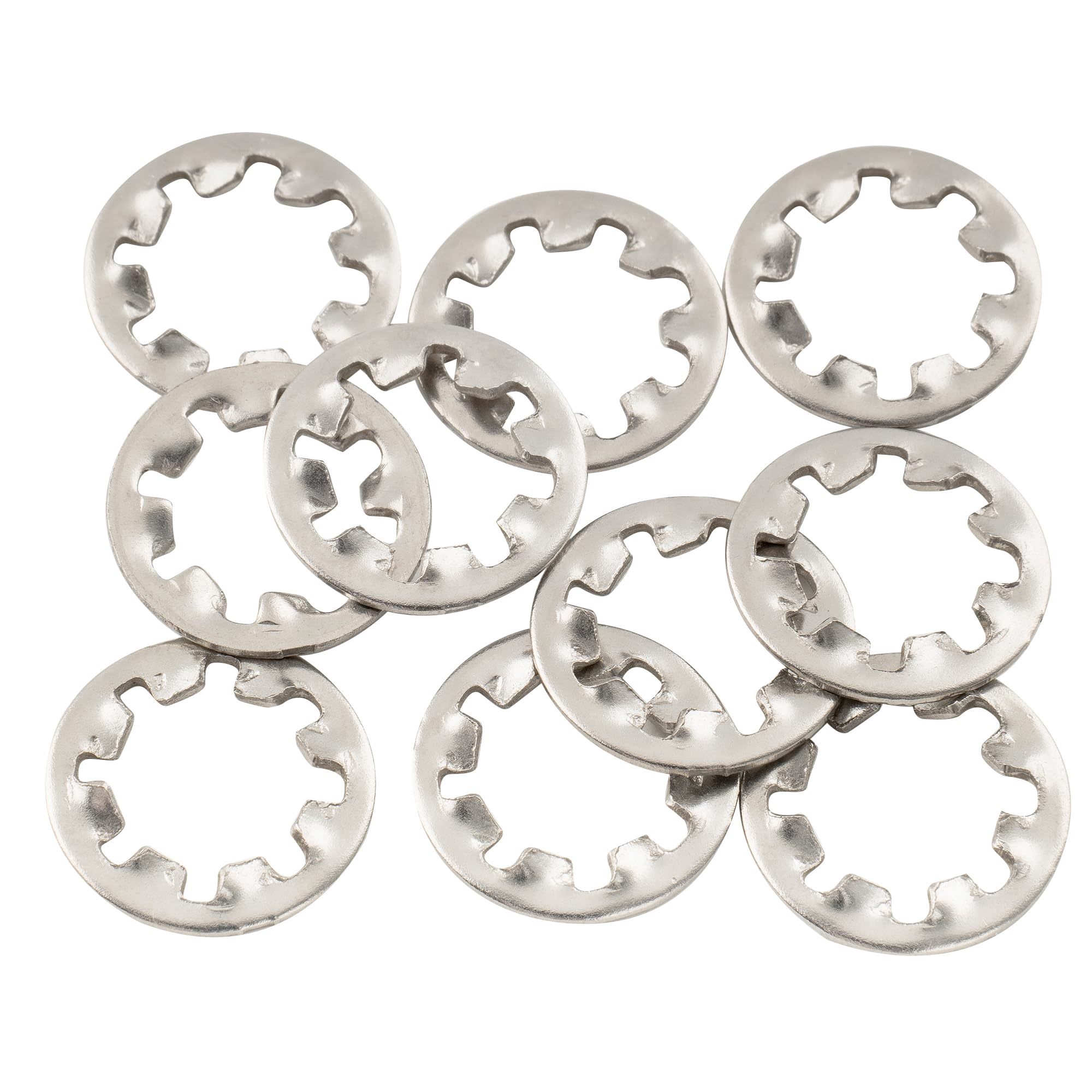 MusiclilyPro Stainless Steel M8 Pots Mounting Star Lock Washers for Metric Guitar Bass Potentiometers, Original (Set of 10)