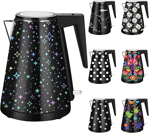 Miniatura 15 de Caldera de agua interior de acero inoxidable de doble pared de 1.2 L, inalámbrica, 1000 W de ebullición rápida con luz LED, cafetera y tetera