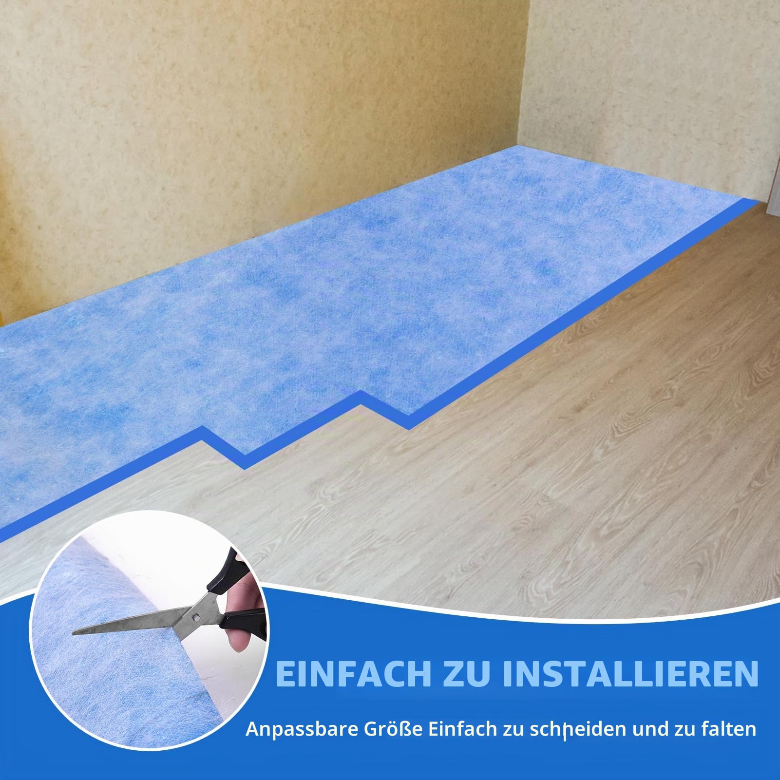 1mx30m Abdichtbahn Dichtbahn Dichtband Dichtvlies Entkopplungsmatte für Dusche Bad Balkon Terrasse (Blau)