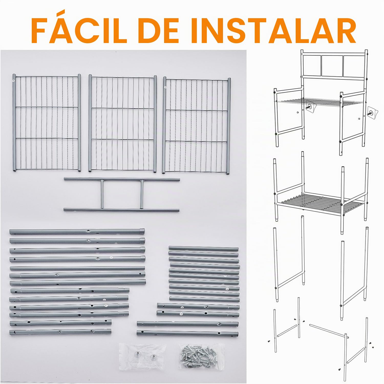 Estanteria Baño Encima WC, Mueble Sobre Inodoro de 3 Niveles, Estanteria Sobre Inodoro Independiente de Metal, Organizador de Baño Ahorra Espacio, Fácil de Montar para Baño, Lavandería, Gris