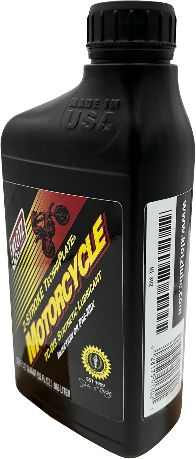 Klotz Motorcycle & Dirt Bike TechniPlate Synthetic Premix / Injector Oil Lubricant for 2-Stroke TC-W3 Engines – 1 Quart KL-302