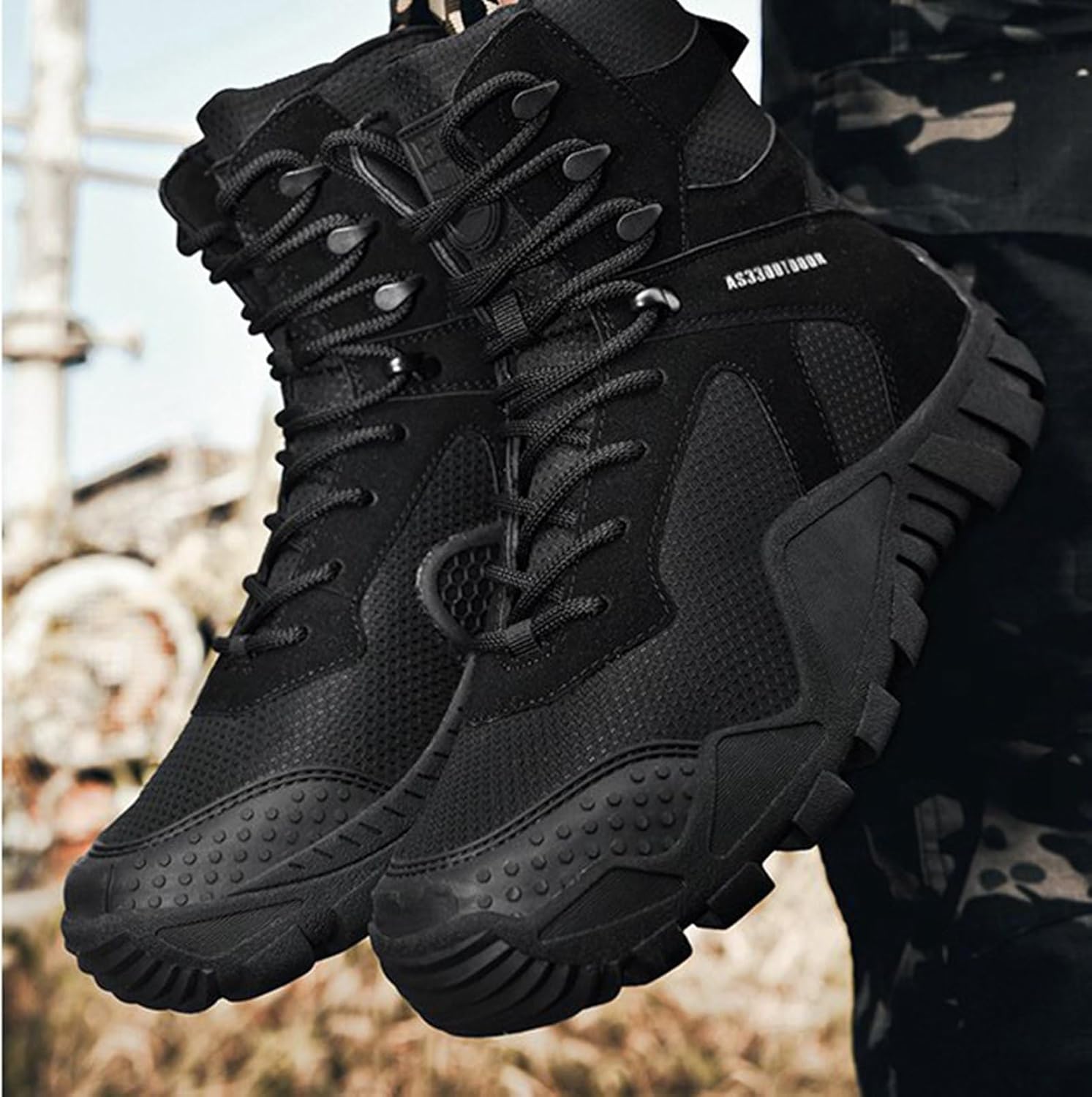 [Taopagii] タクティカルブーツ ジャングルブーツ メンズ ハイカット ミリタリーブーツ 秋冬 軍モノ レースアップ メッシ