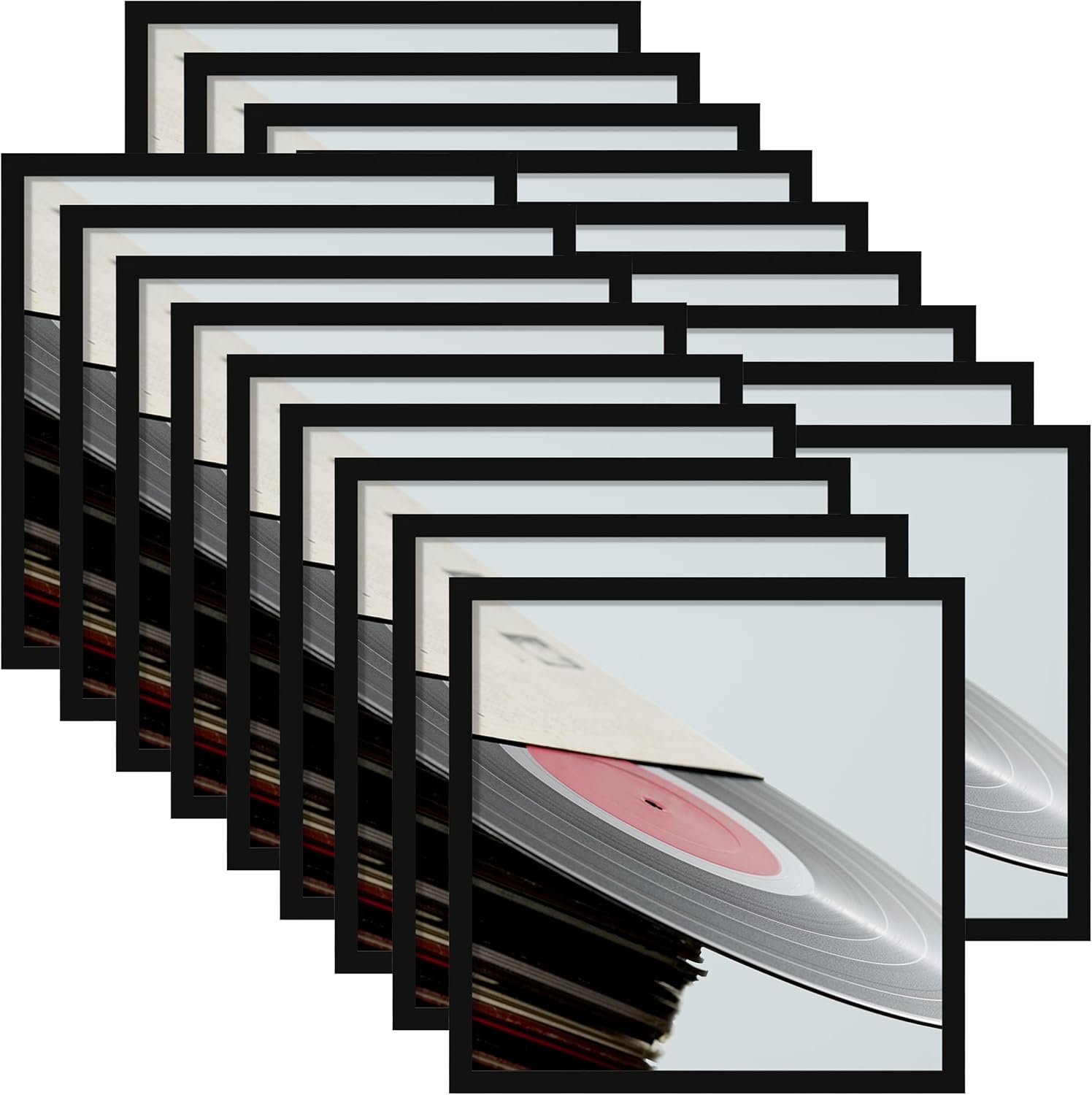 eletecpro 12.5x12.5 Record Frames, Sturdy and Lightweight, PVC Album Frames Made to Display Vinyl Records, Classic Gallery Wall Decor, Easy to Hang Suit to 12x12 LP Covers, Black, 18 Pack