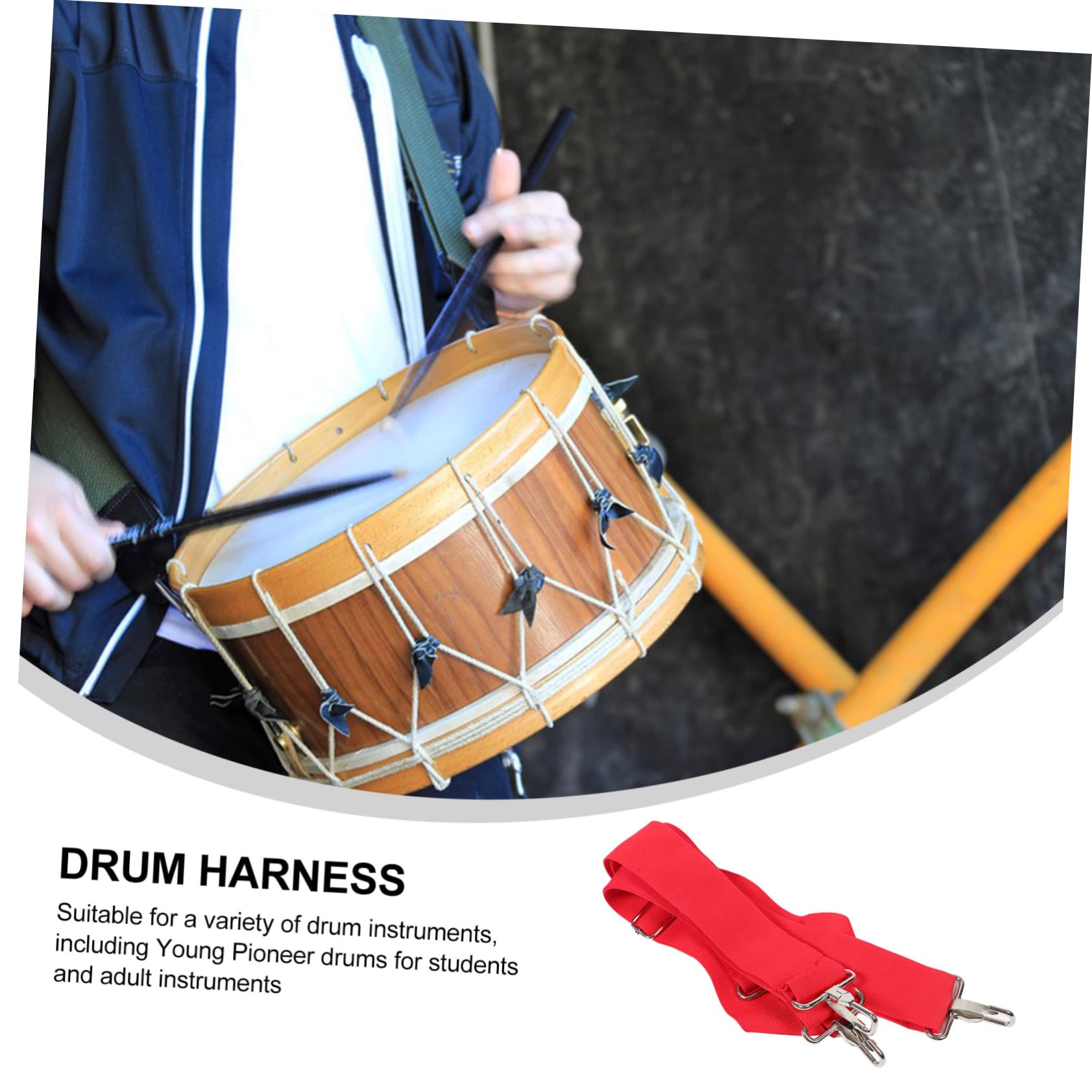 BESPORTBLE Adjustable Drum Strap with Hook Comfortable Snare Drum Sling for Marching Band Ergonomic Design Durable Instrument Accessory