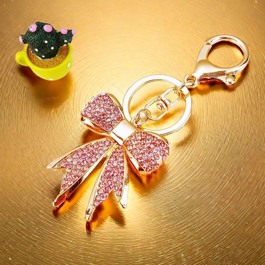 Butterfly Bow Rhinestone Keychain, Sparkling Simulated Diamond Car Keychain for Women, Glitter Bag Pendant and Handbag Accessory - Image 8