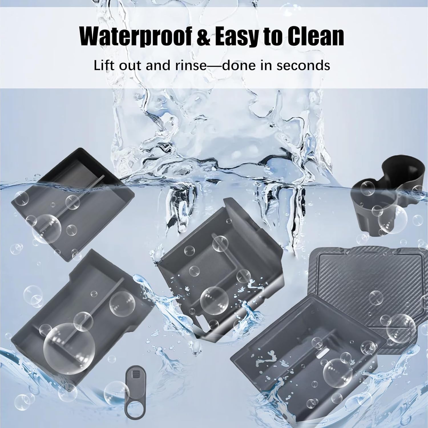 7PCS Center Console Organizer Compatible with Tesla Model 3 Highland 2024 2025– Upgraded Tesla Accessories Model 3 with Hidden Armrest Drawer, Dual Lower Trays, Cup Holder & Charging Pad