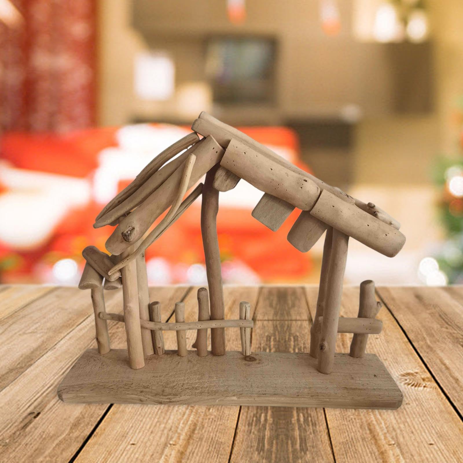 perfk Weihnachtsdekoration, Krippe, Holzstall, stabil, rustikales Ornament, Krippenstall für den Schreibtisch, Zuhause, Schlafzimmer, Weihnachtskrippe, Büro