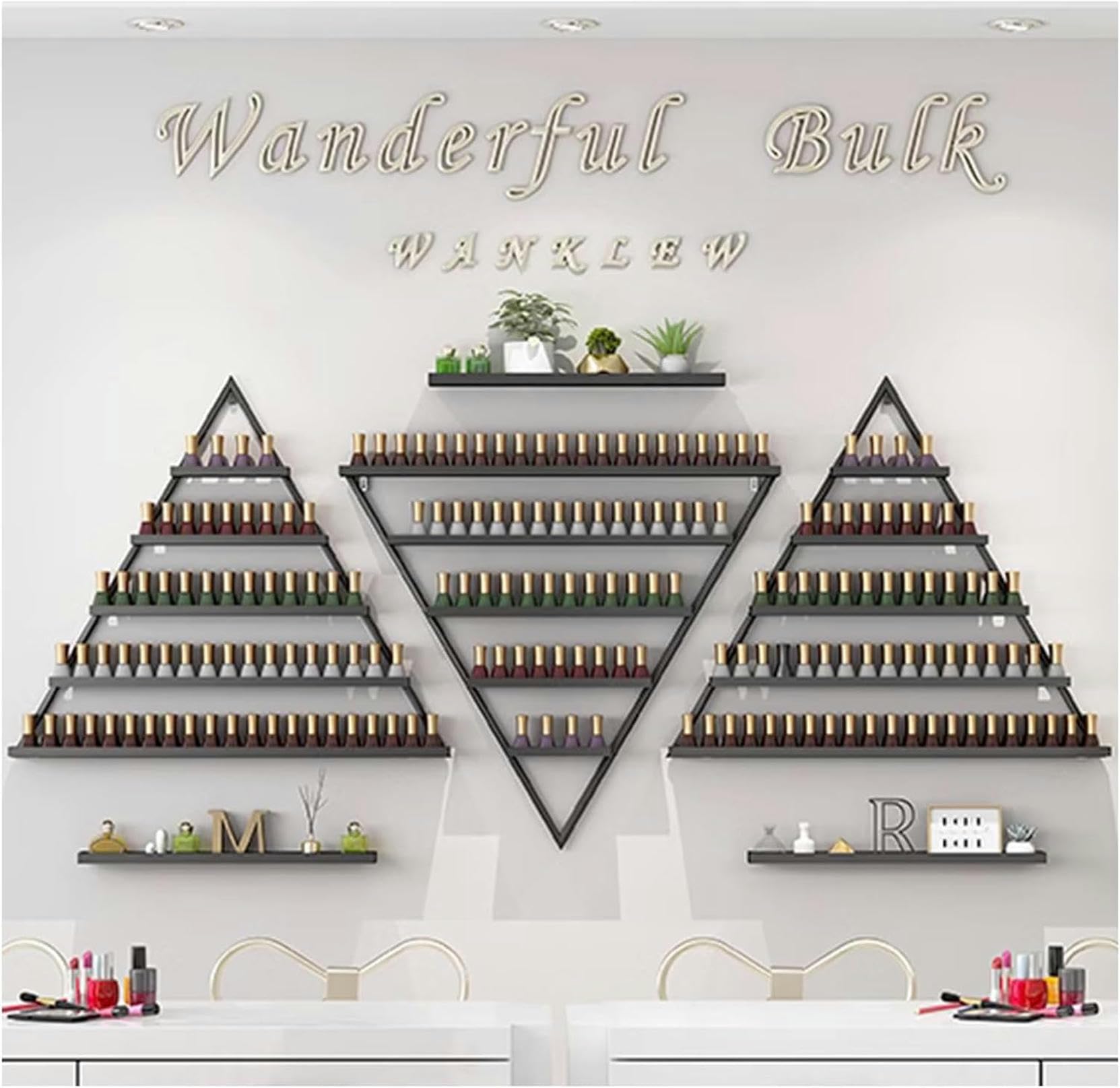 Organizadores de cosméticos en pared para salones de belleza y tocadores modernos domésticos
