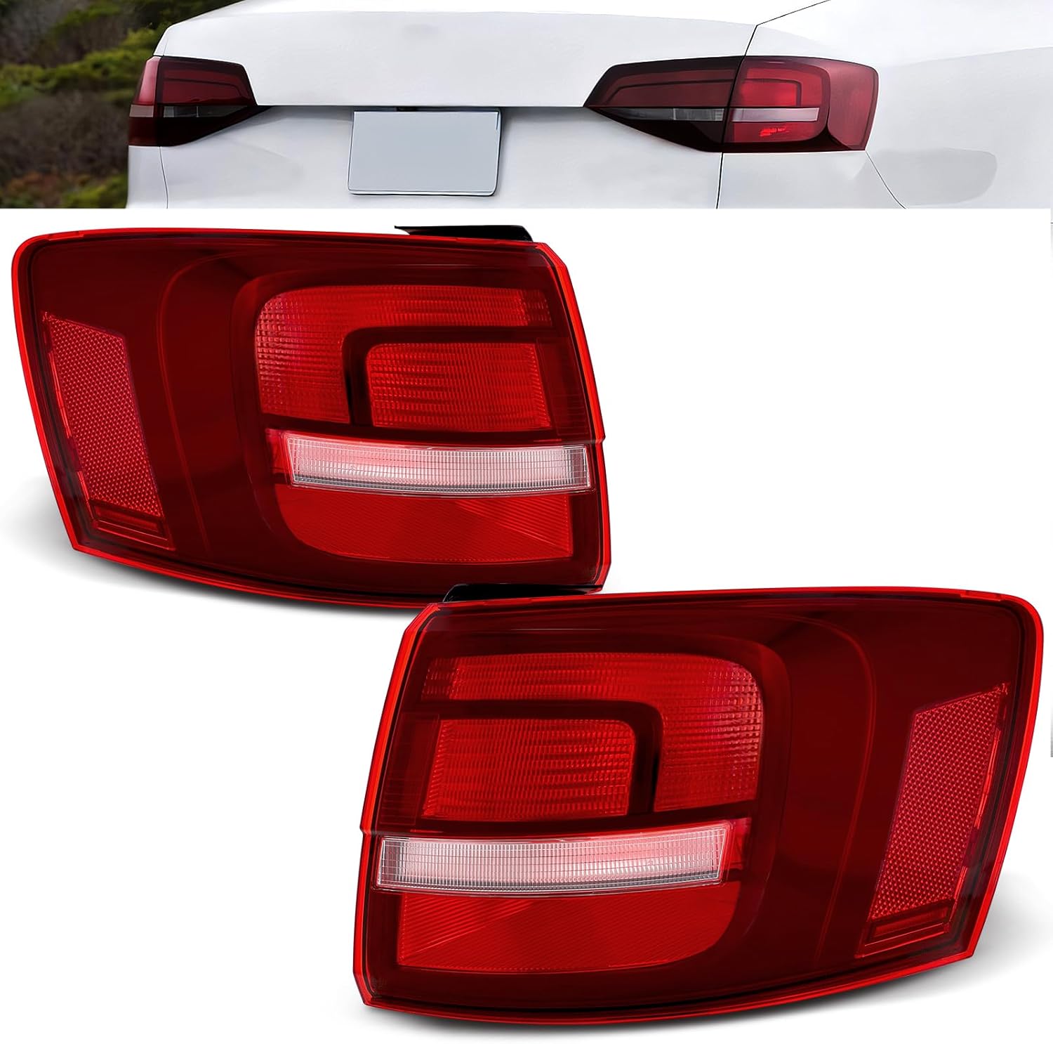 ELH Outer Tail Light Assembly Fit For 2015-2018 15-18 Jetta 15 16 17 18 Jetta Taillamp Replacement Right Side