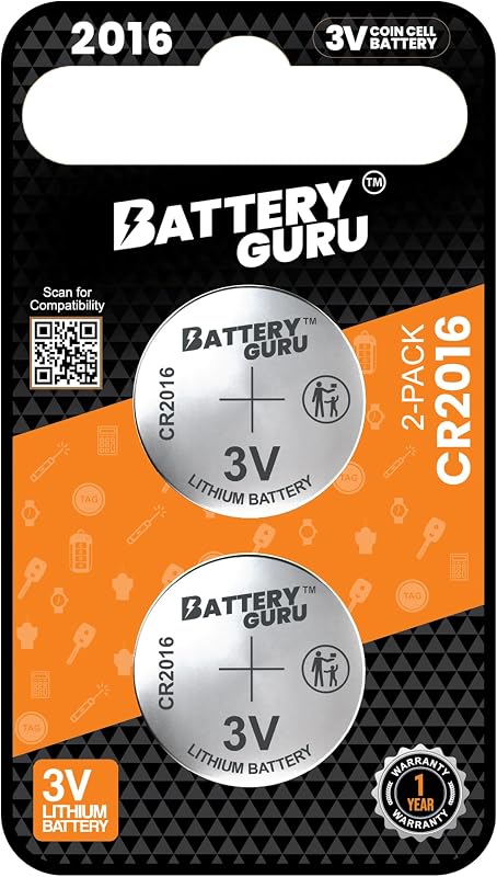 Bateria CR2016 3 V para chave Toyota RAV4 2001–2018 sem Smart Key Battery Guru – Pacote com 2
