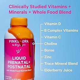 Pink Stork Liquid Prenatal Vitamins for Women - for Fertility, Pregnancy, Postpartum - Morning Sickness Support - 64 Servings - 2 Pack