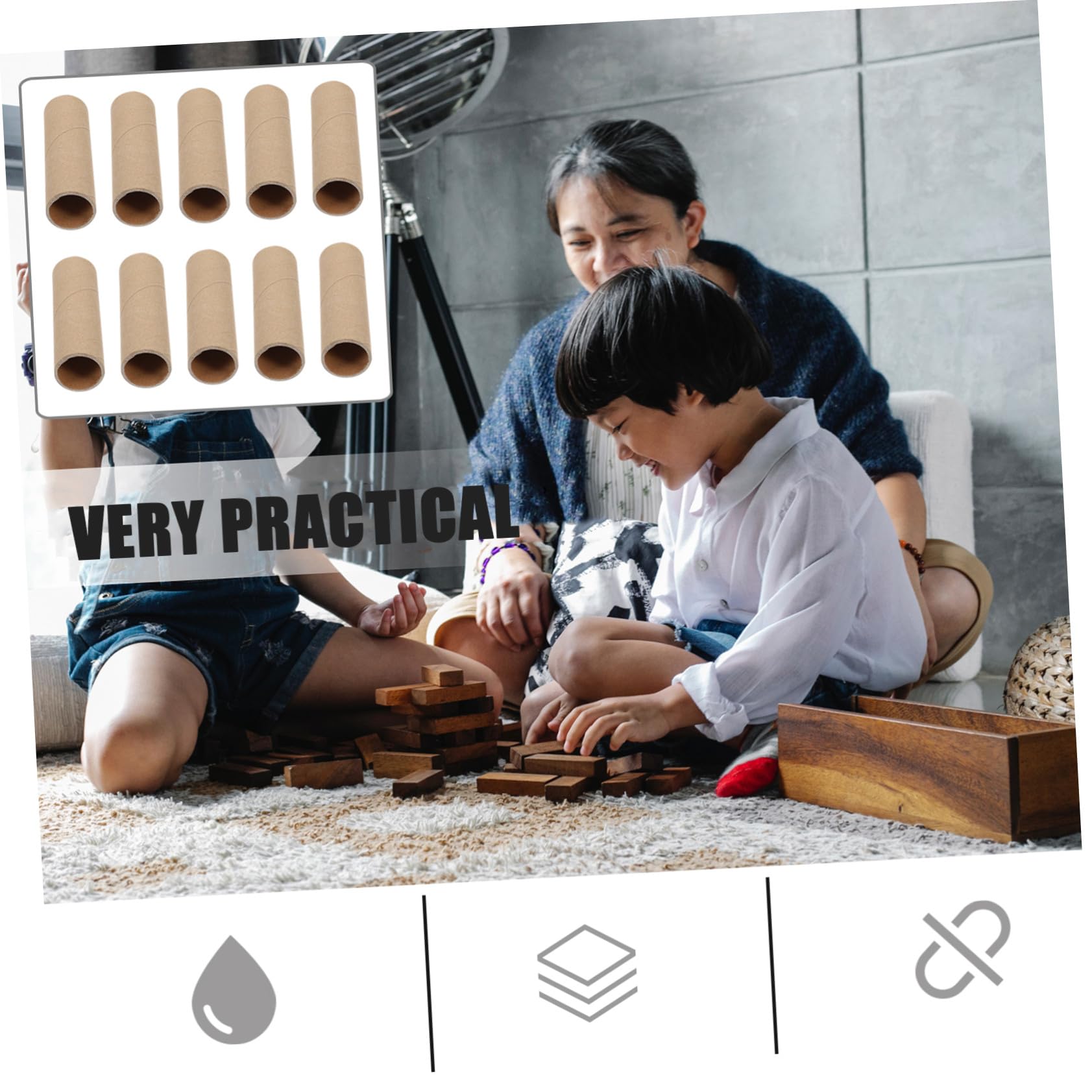 EXAOMBLE 15 Tubos Redondos De Cartón Kraft, Rollos Para Manualidades Infantiles y Bricolaje, Diámetro Interior 2,5 Cm Para Uso En Escuelas y Actividades Creativas