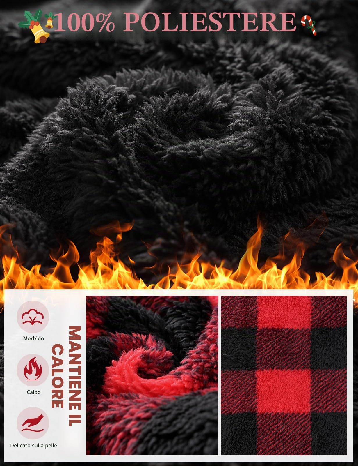 UMIPUBO Pigiama Donna Invernale Natalizio Pile Due Pezzi Caldo Natale Pigiami da Casa Felpato Set Tasche Elegante Manica Lunga e Pantalone Lungo Indumenti da Notte Loungewear Regalo Regali