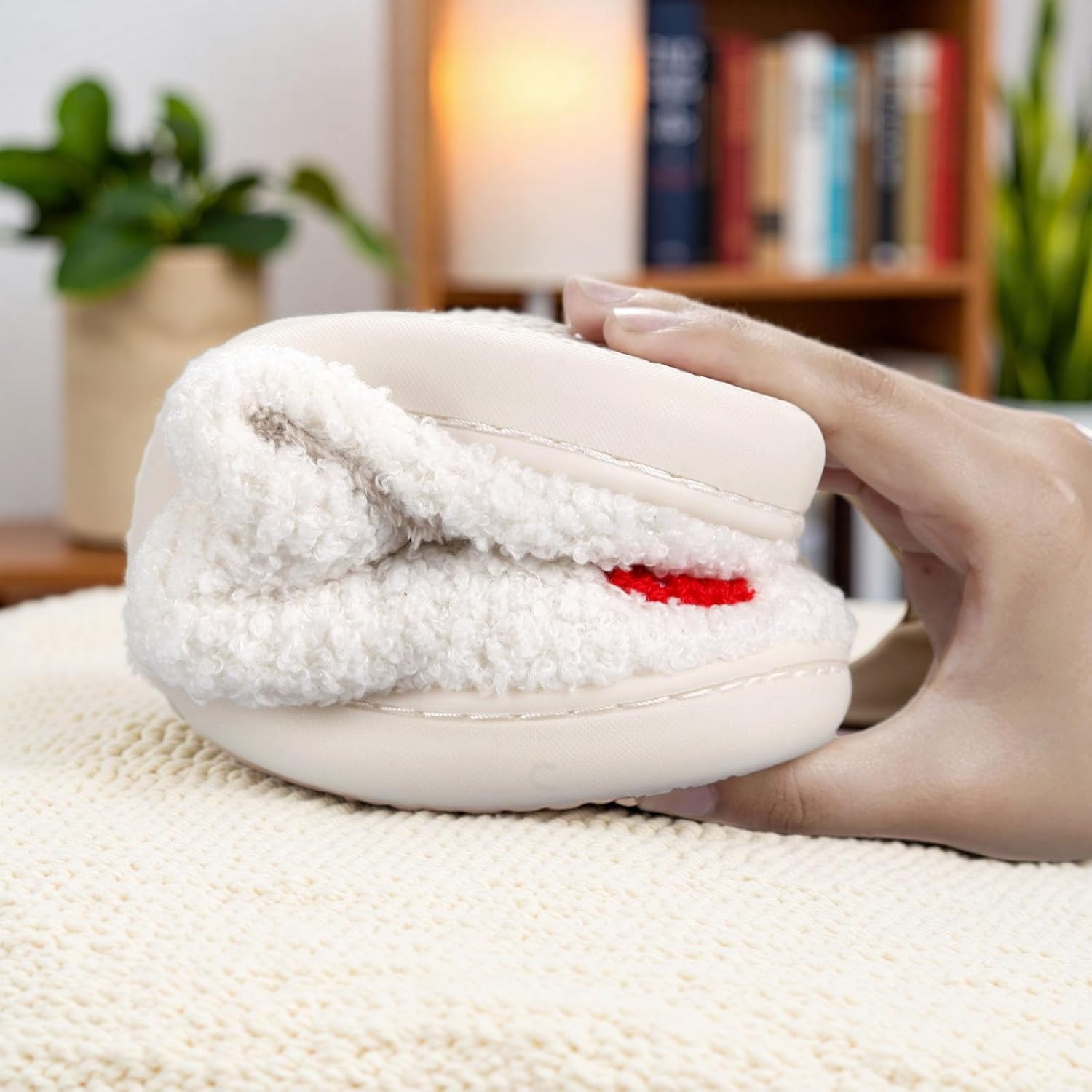 Comfy Home Elastic Slippers Retro Memory Foam Fuzzy Shoes For Womens Mens Cute Cartoon Plush Fluffy Warm Fur Lined Slippers Winter Indoor House Shoes - Image 2