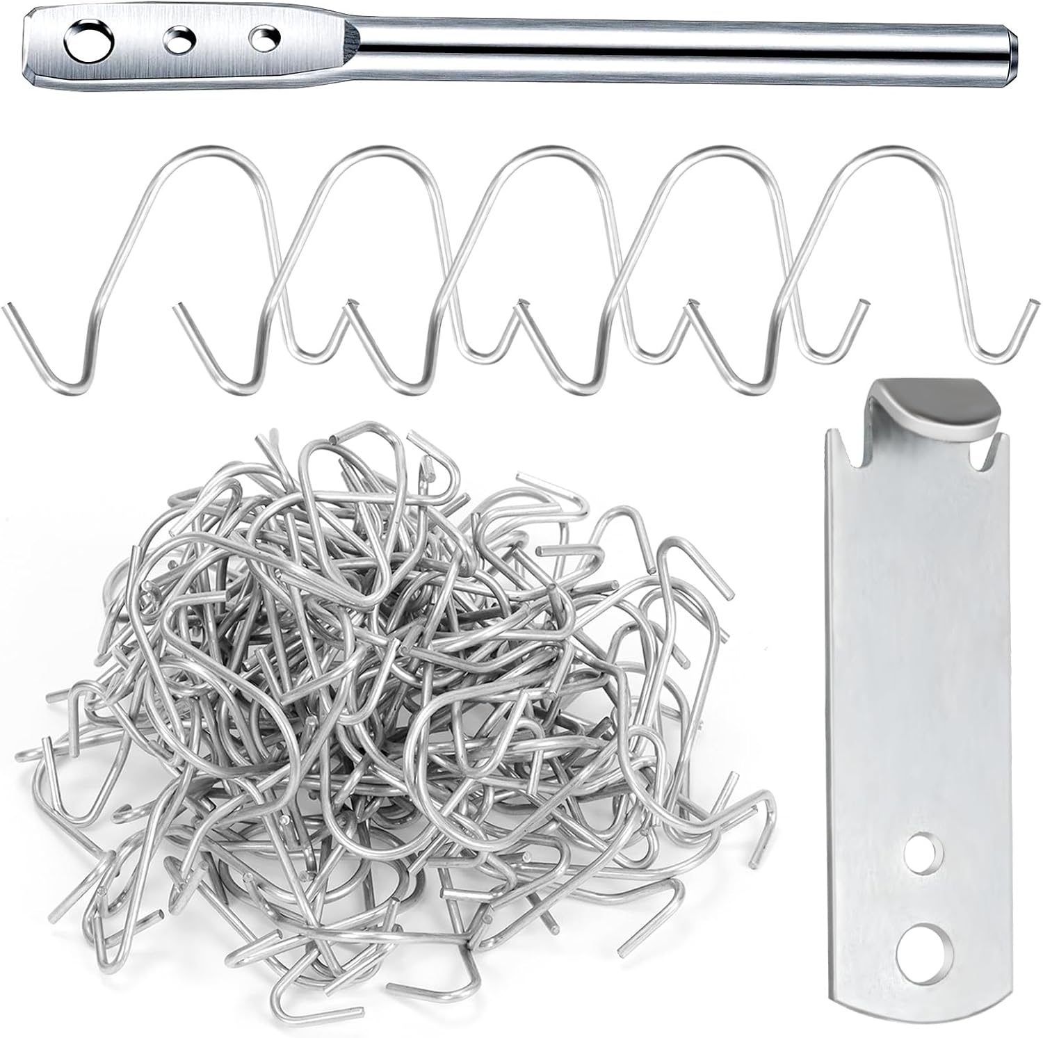 Swpeet 102Pcs Galvanized T Post Wire Clips and Fencing Wire Twister Tool Set, T Post Fence Clips, Fence Wire Clips, 3 Hole Wire Twister, Fence Wire Tightener for Repairing Fixing Fence Barb