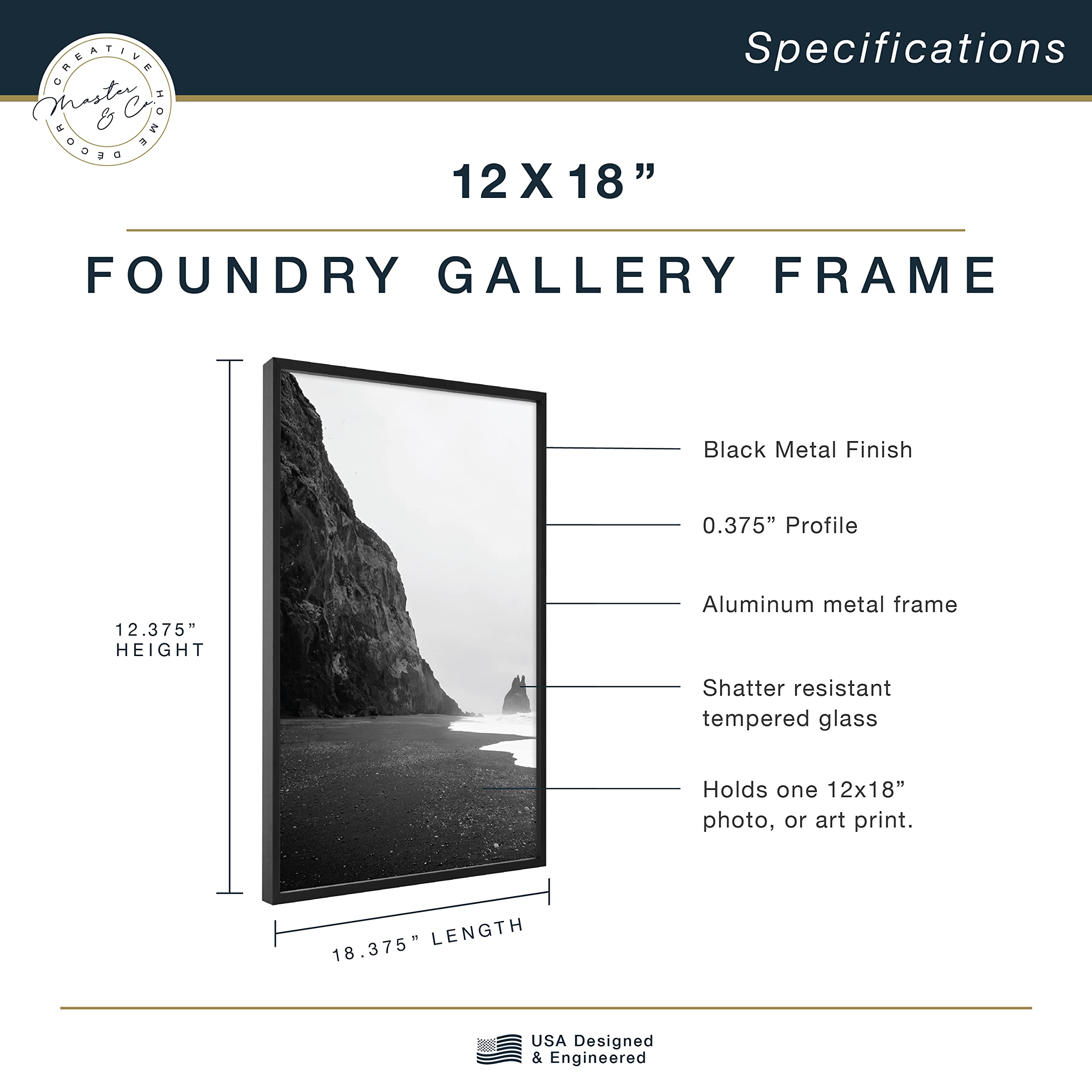 Cornice Nera Per Poster MCS Studio Gallery - Legno MDF 30,5x46 Cm