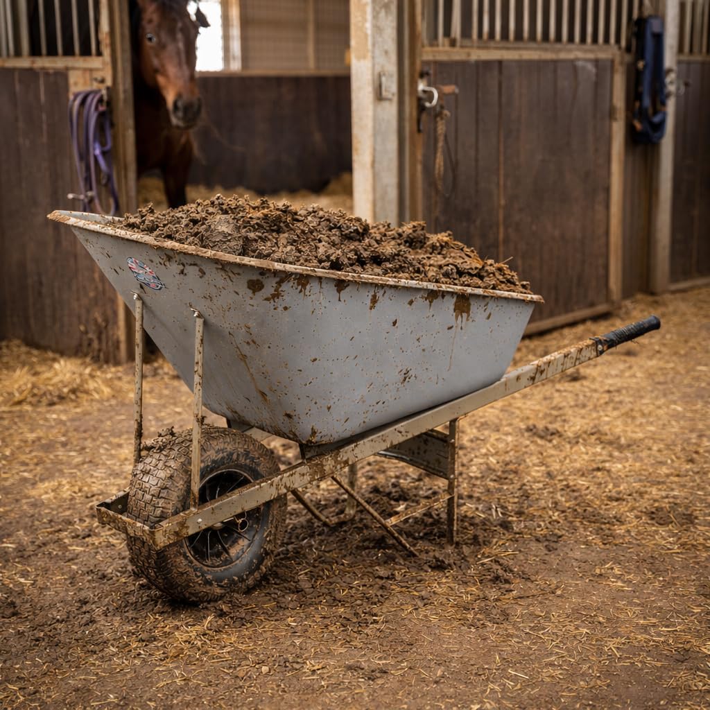 Schubkarre aus Kunststoff, 160 Liter, mit pannensicheren dicken Reifen, ideal für Reiter, Gärtner, Hof- und Gartenpfleger, Landwirte, Stallarbeiter, Kleingartenbesitzer