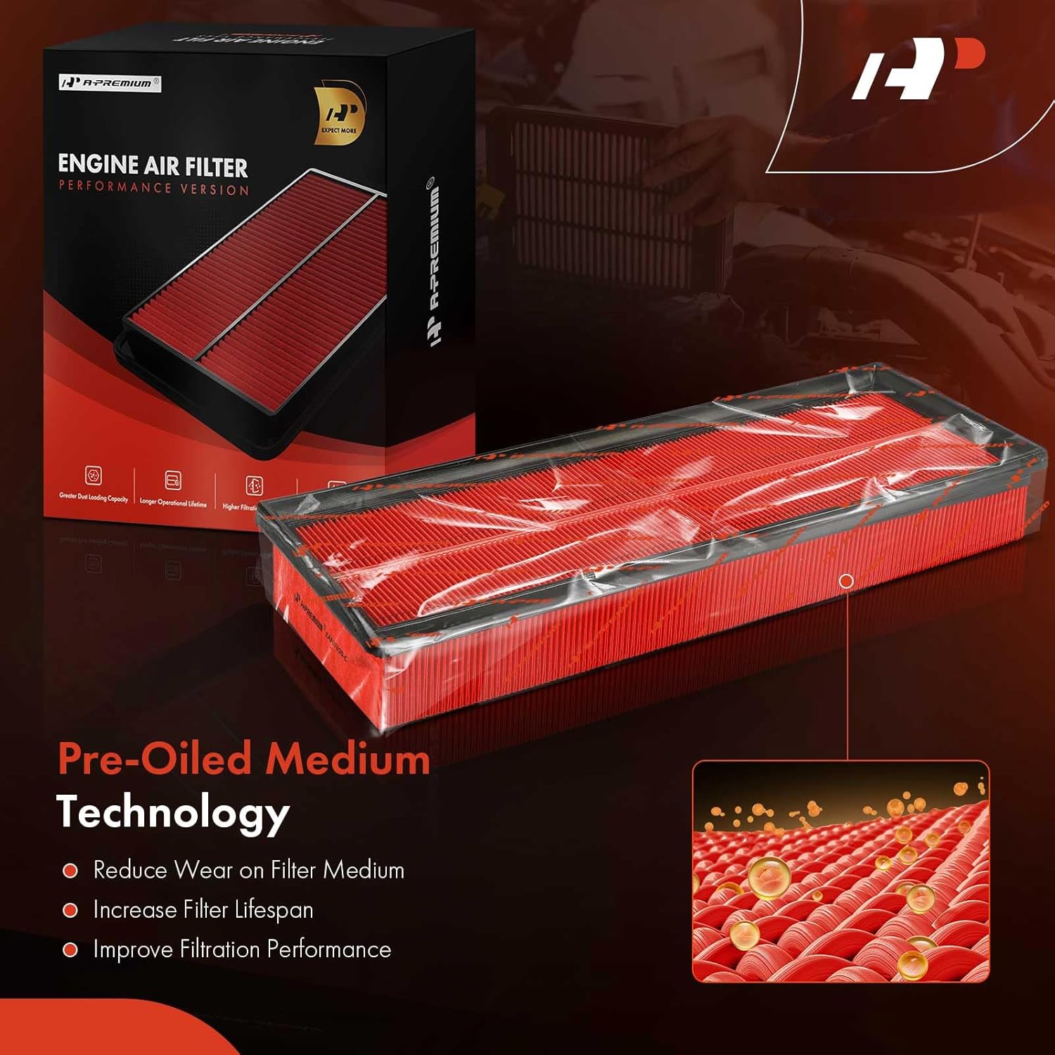 A-Premium 2-PC Pre-oiled Engine Air Filter Compatible with Dodge Ram 2500, Ram 3500 & Mercedes-Benz C230, C240, C250, C280, C300, C320, C350, C55 AMG, E300, E320, E350, E500, E550