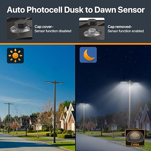 Miniatura 5 de Luces de estacionamiento de 240 W 36000 lm de montaje de brazo ajustable para exteriores con fotocélula del atardecer al amanecer, diseño de