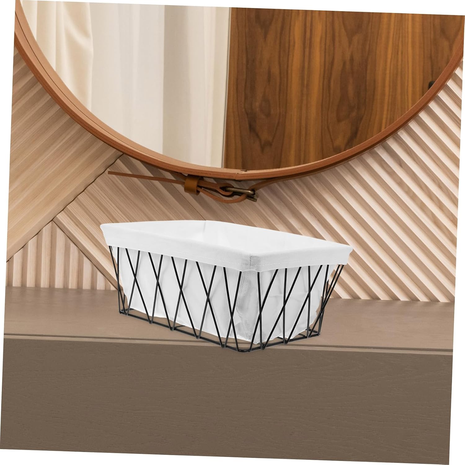 Metal Wire Storage Baskets Fabric Liners for Organizing Toiletries Office Supplies and Pantry Items Iron Bins for Kitchen Cabinets and Bathroom Uselarge