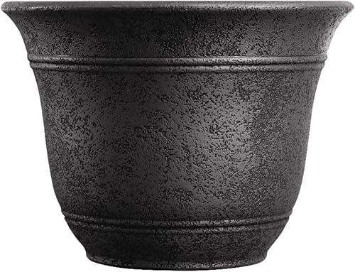 The HC Companies Maceta redonda Sierra de 10 pulgadas con riego automático, resistente a la intemperie, de resina plástica, para flores, jardín,