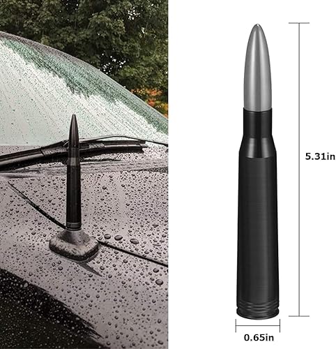 Miniatura 2 de Mástil de antena corta para automóvil, antena de aluminio de recepción de radio AMFM de 5.5 pulgadas con 9 adaptadores de tornillo y 2 anillos de