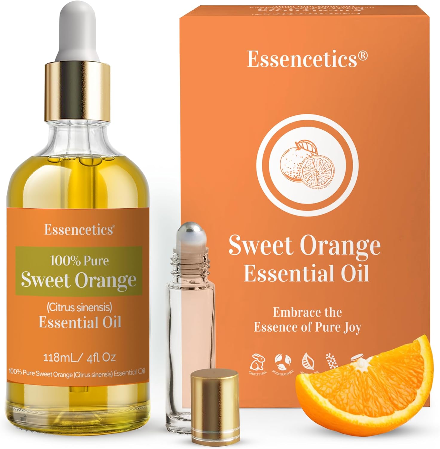 Sweet Orange Essential Oil 4oz - 100% Natural - Infused with Olive & Sunflower Oils - Perfect Orange Essential Oil Organic for Aromatherapy, Skin, Massage & Cleaning