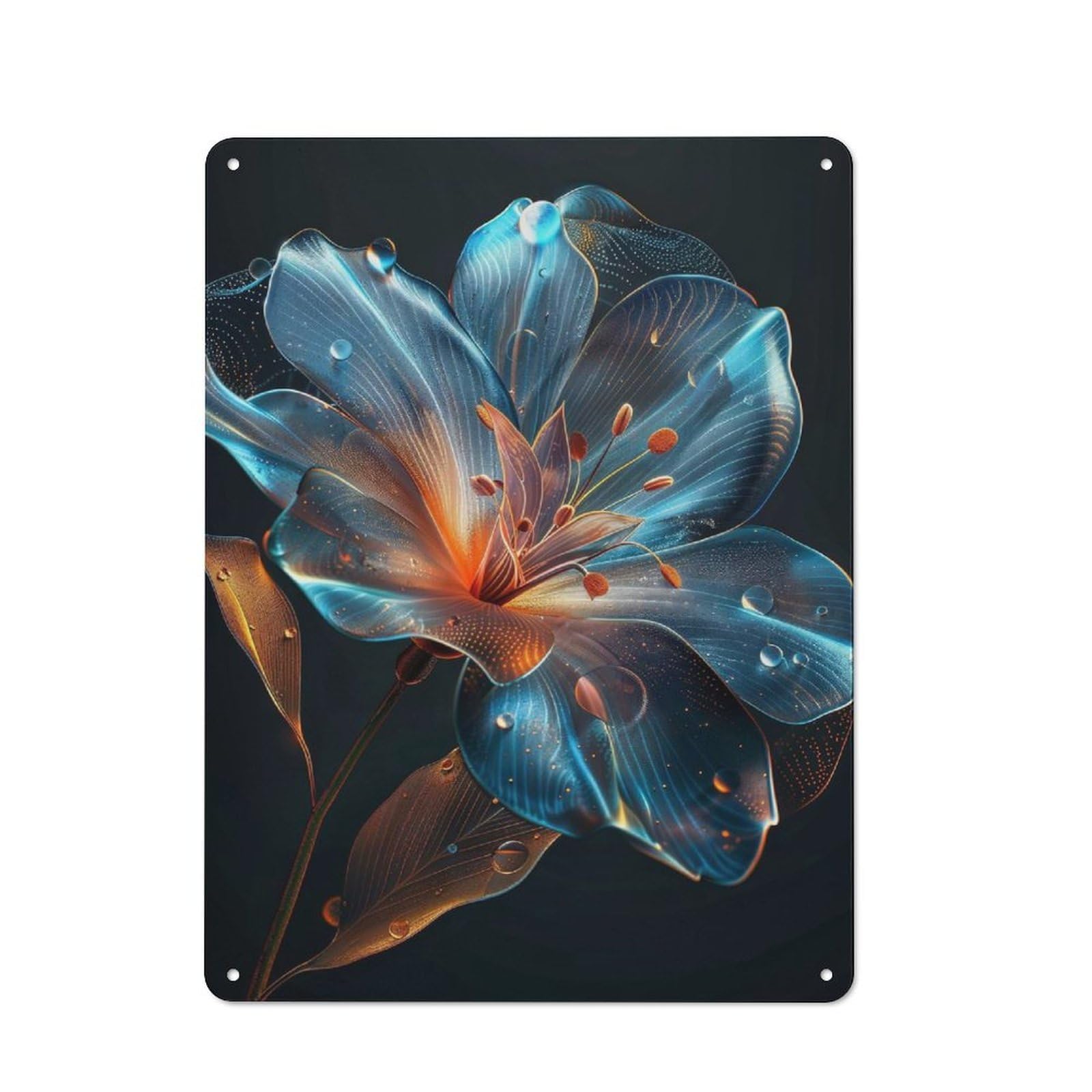 Junmoney Style-17 Cosmic Flower Cottage Style Metal Wall Decor 40X30cm, Country Metal Sign For Kitchen, Cottage, Porch Or Garden Room