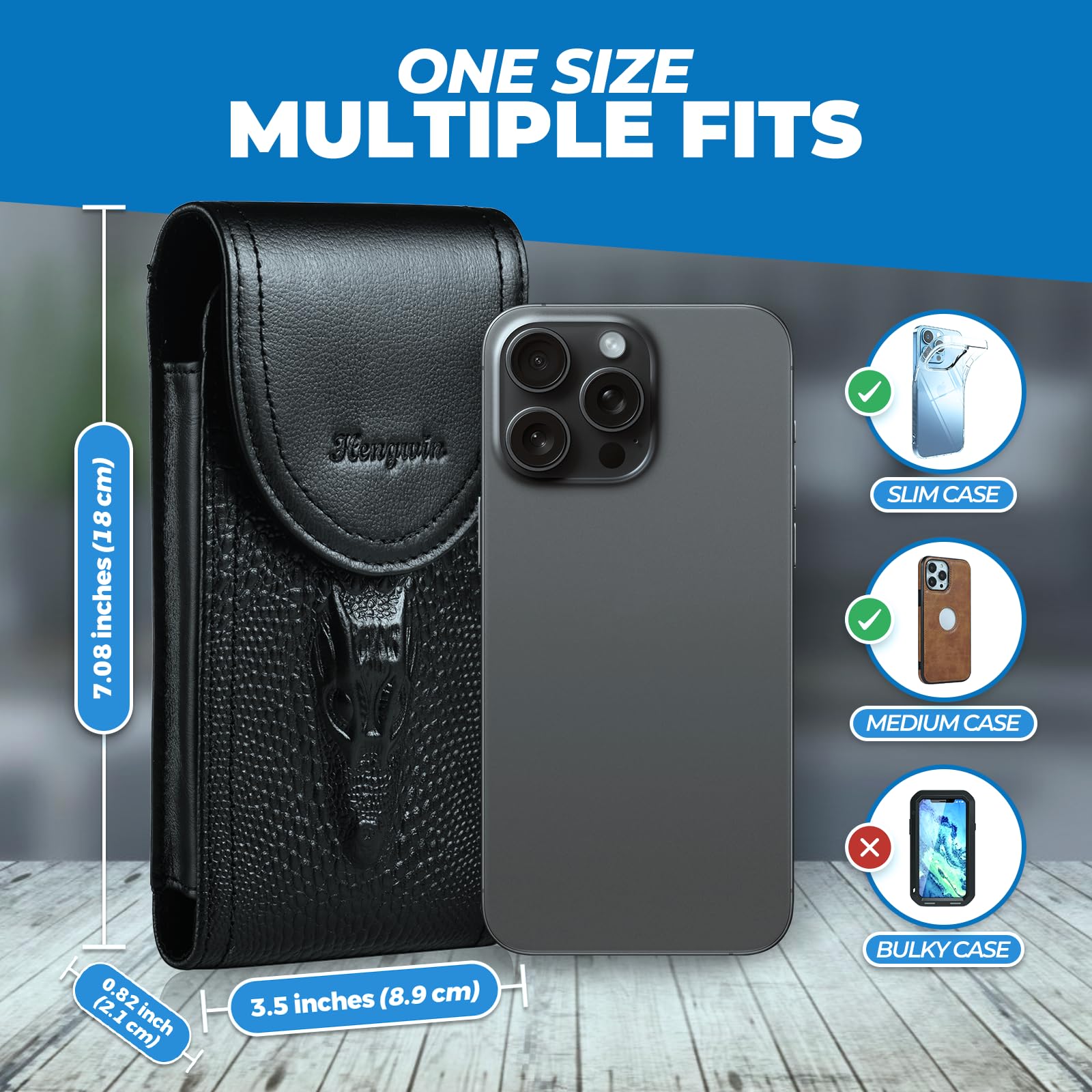 Custodia da cintura in vera pelle per iPhone 12 Pro Max con passante per cintura, supporto da cintura da uomo adatto per iPhone 12 Pro Max (adatta per telefono con custodia) (nero, L)