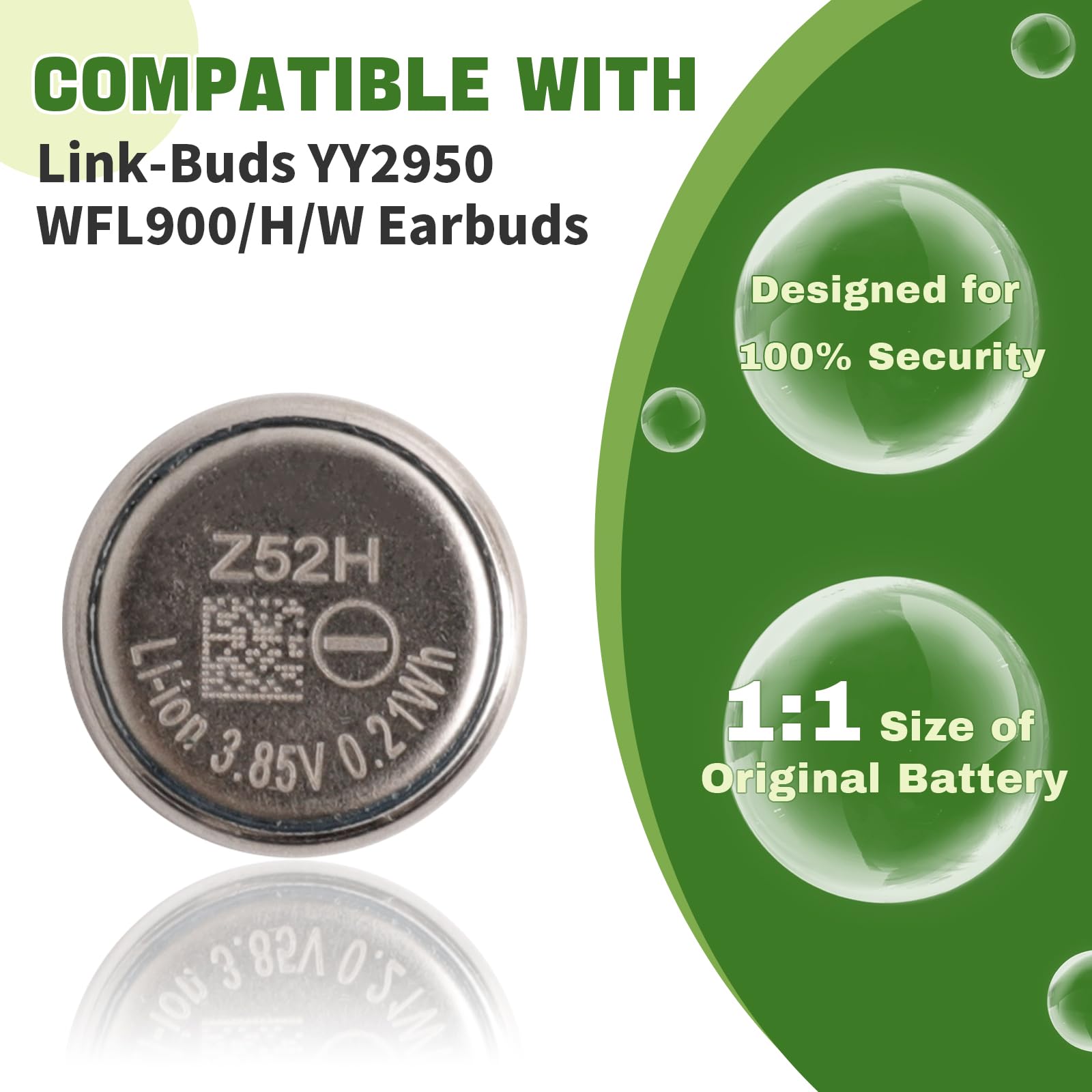 Nuevo Batería de repuesto Z52H compatible con Sony LinkBuds S WFLS900N/B/WFL900/H Earbuds batería de repuesto con kit de herramientas de reparación actualizado-2 piezas
