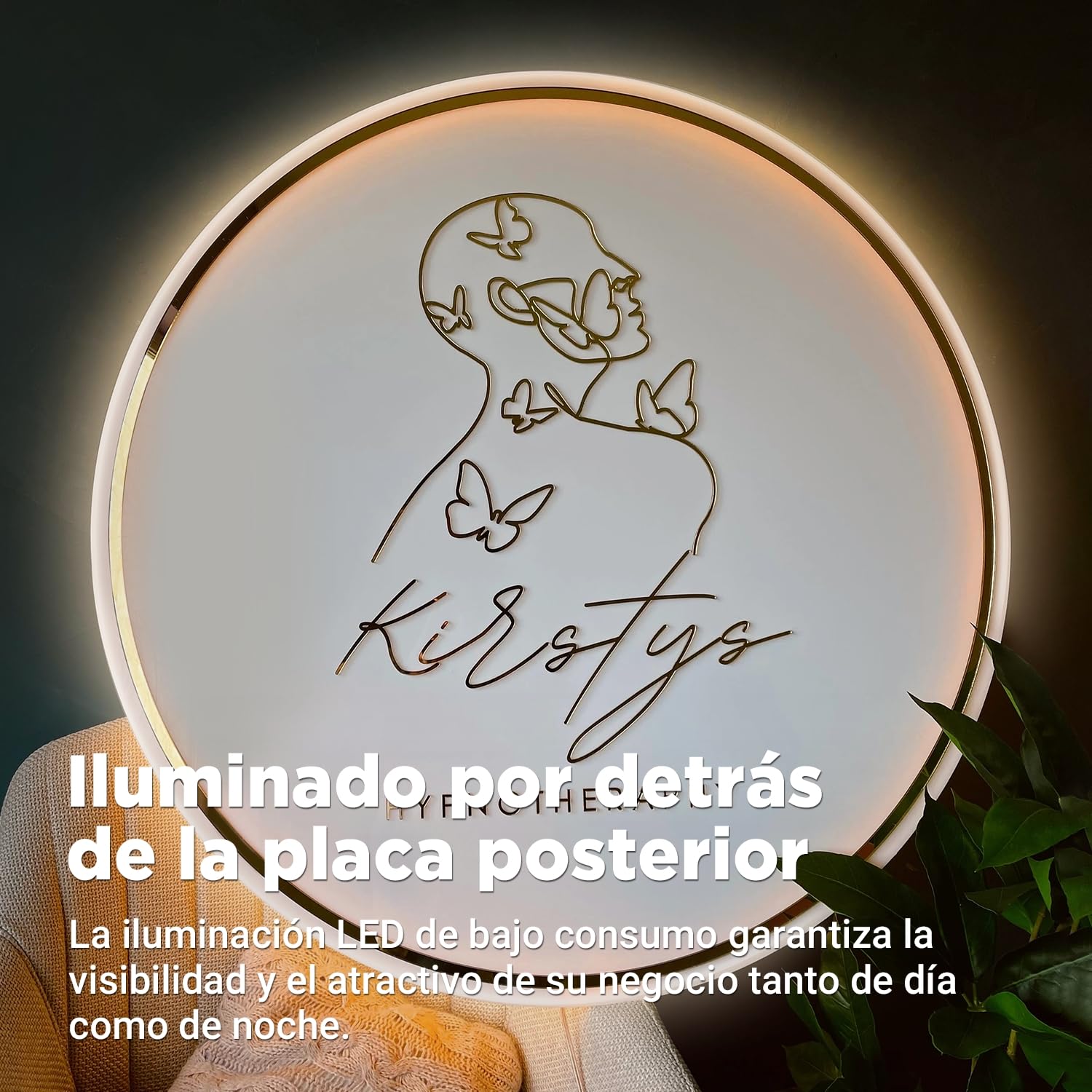 Neonapm Letrero Acrílico Retroiluminado Personalizado, Letrero de Logotipo LED para Negocios, Diseño de Escaparates, Salones de Uñas, Estudios de Belleza, Forma Redonda (35cm-115cm)