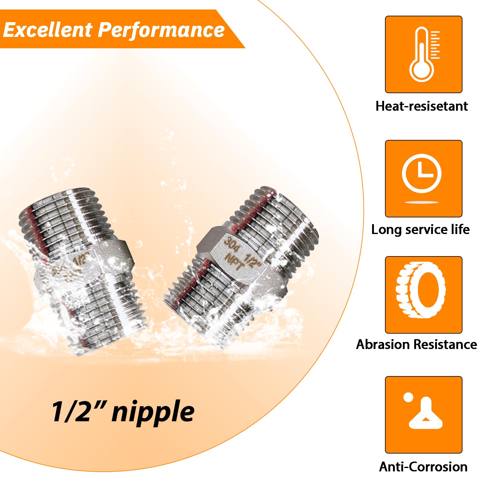 2 tetinas de acero inoxidable (1,27 cm, 2 unidades)