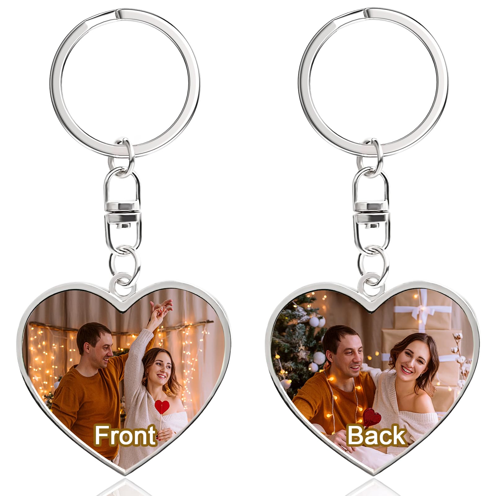 JUBOPE Custom Keychain with Picture Personalized Photo Keychains Customized Engraving Text Key Chain for Women Men