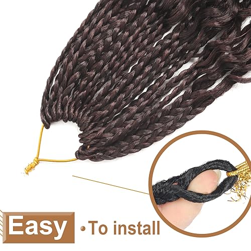 Vista 210 de Goddess Box Braids Crochet Hair With Curly Ends 18 Inch Bohomian Box Braids Crochet Braids 8 Packs 3X Crochet Braids Synthetic Braiding Hair 1B-4-30