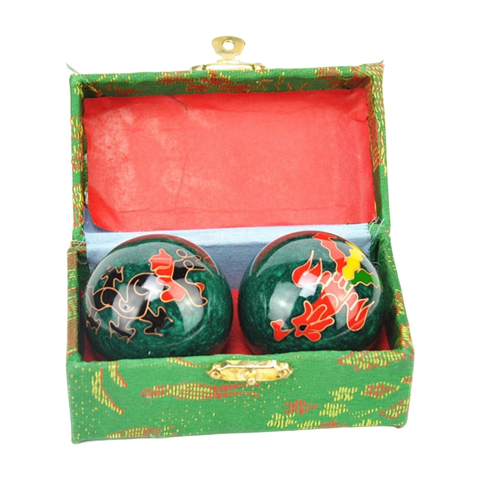 Bolas chinas para la salud color verde con estuche protector rígido 8